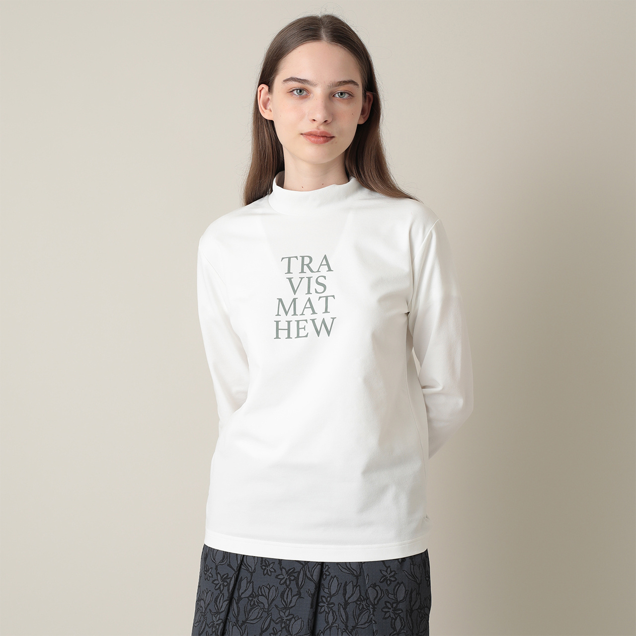 バックフォトプリント 長袖 モックネック(WOMENS)