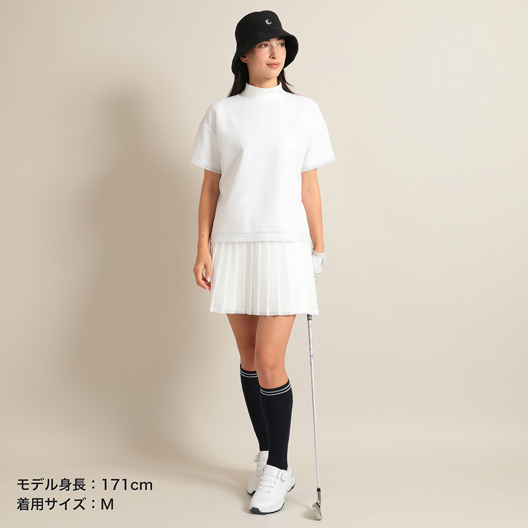 メッシュレース モックネックシャツ (WOMENS)