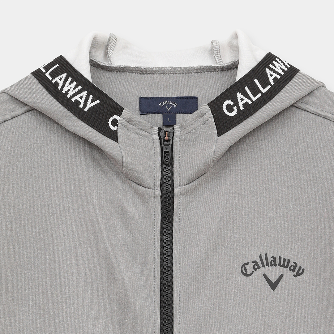 Callawayダブルジップニット ハイブリッドジャケット グレー LLサイズ ダブルニットフルジップスウェットパーカー (MENS)