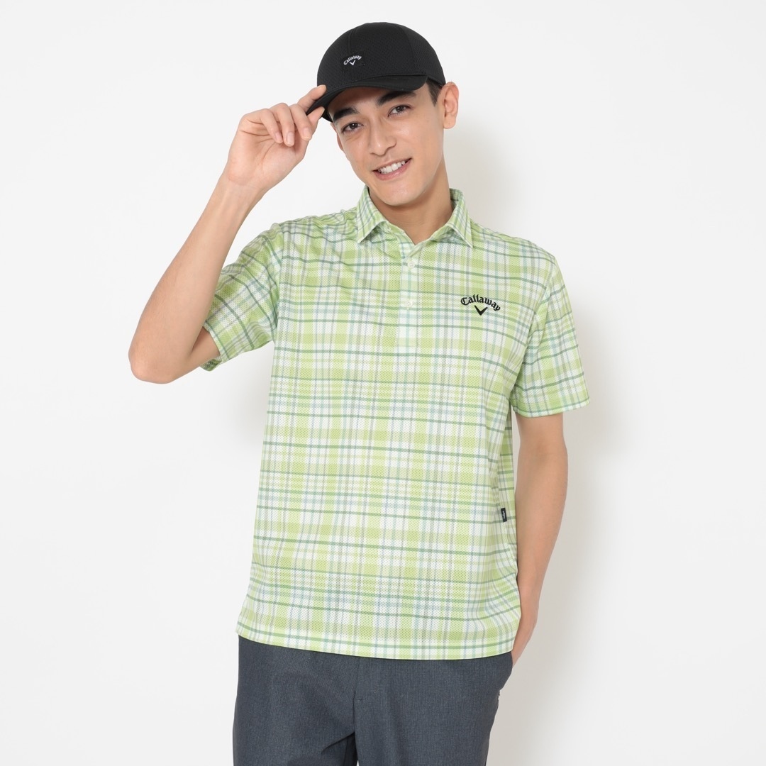 かざあなメッシュチェック総柄半袖シャツ (MENS)