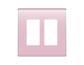 Photo of a Pink, Colored, 2-Gang Studio Wall Plate on a White Background