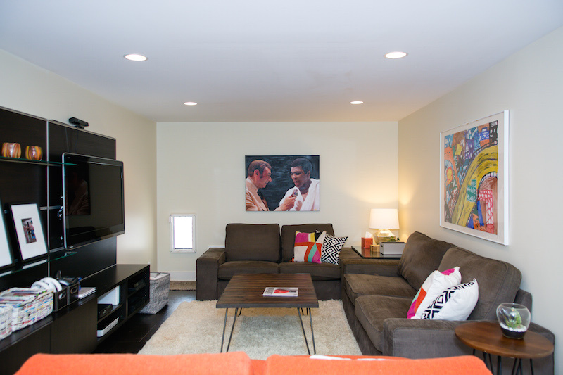 a cozy seating room From a Fallaway Lot to a Dream House