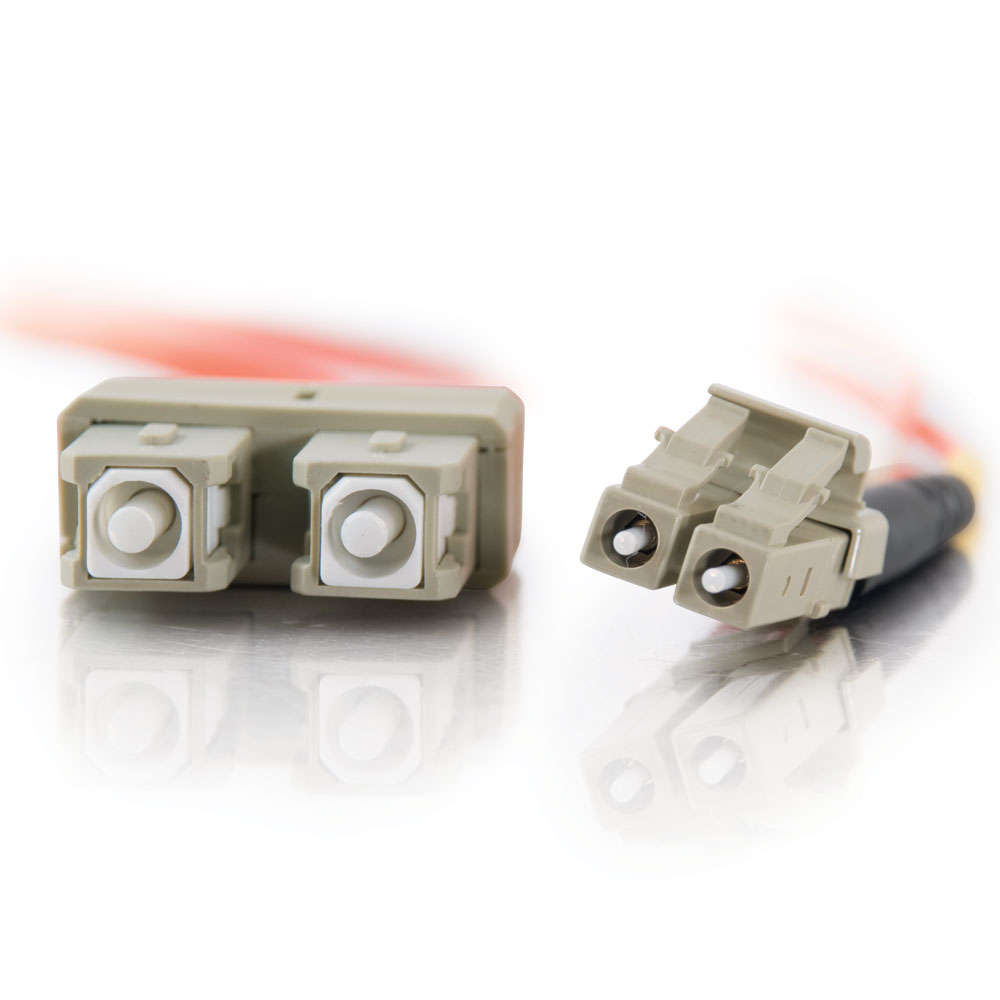 LC-SC 50/125 OM2 Duplex Multimode PVC Fiber Optic Cable (USA-Made) - Orange