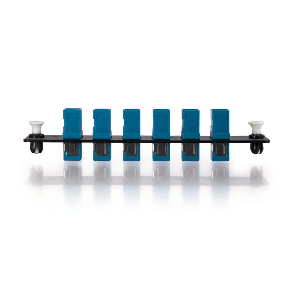 6-Strand, SC, Zirconia Insert, Single-Mode, Blue Adapter Panel