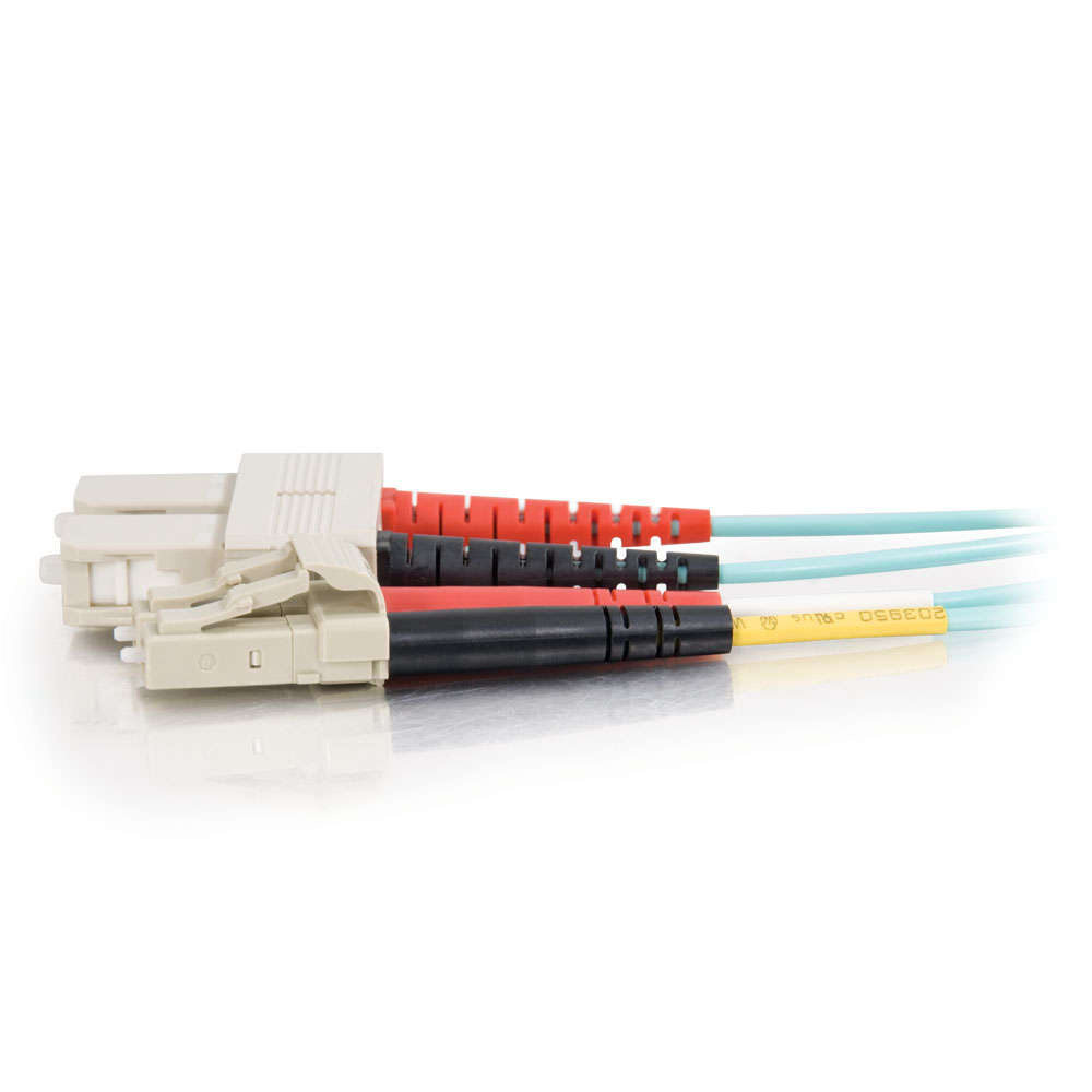LC-SC 10Gb 50/125 OM3 Duplex Multimode PVC Fiber Optic Cable - Aqua