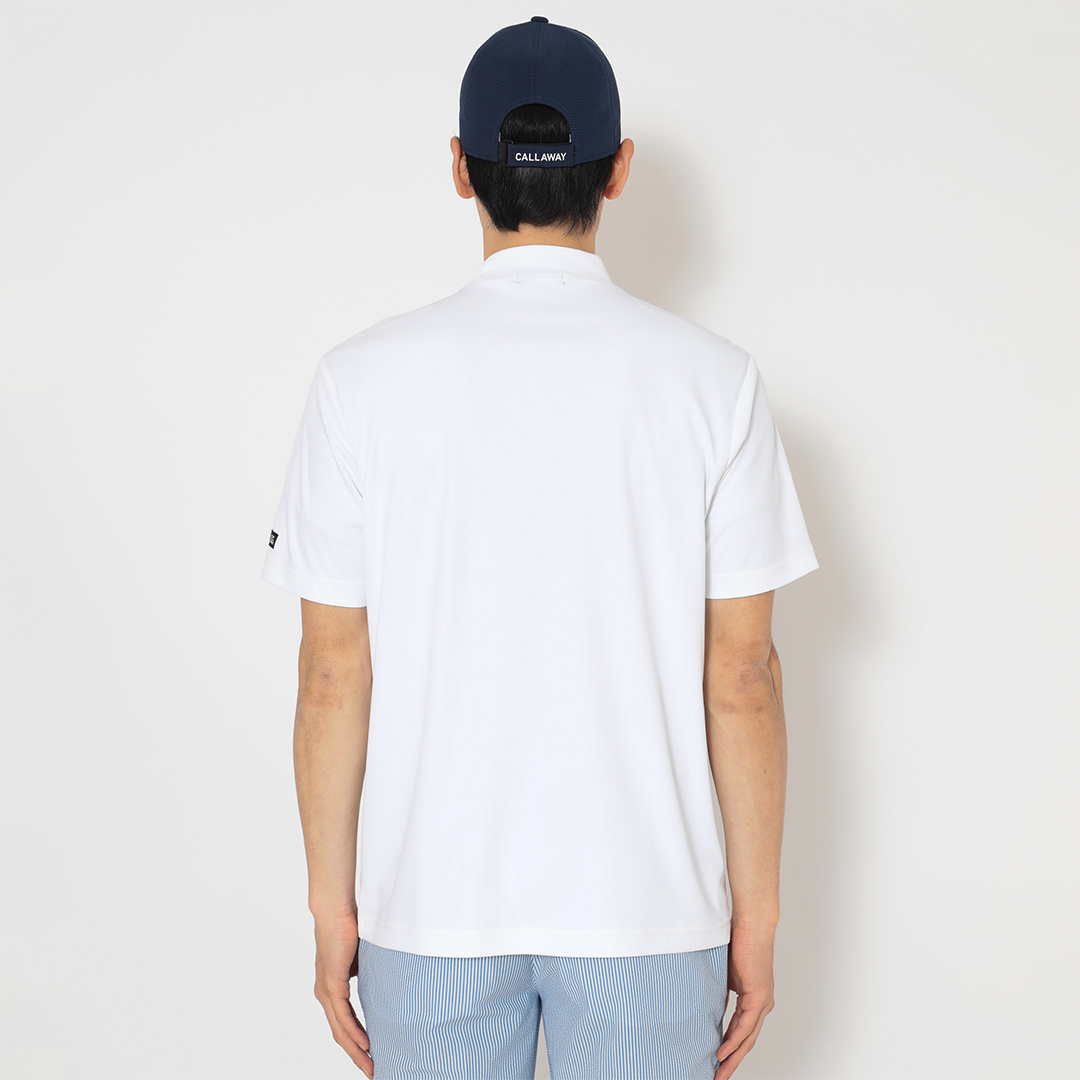 ポリエステルスムース半袖モックネックシャツ (MENS)