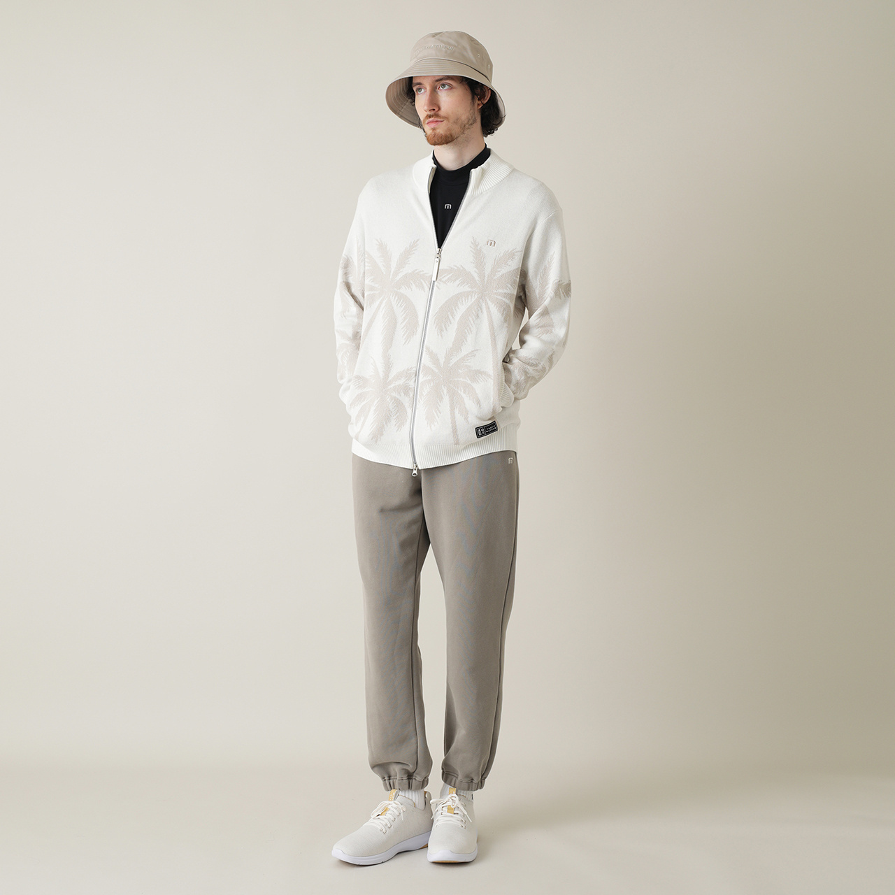 製品染め ウェビングベルト付き スウェットパンツ(MENS)