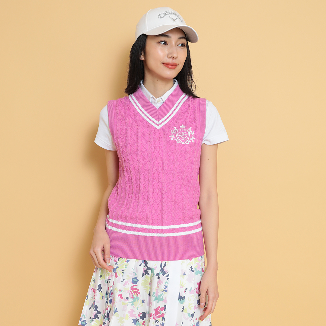 新品23 GOLF レディース vネックベスト III no.1101 Vネックケーブルニットベスト (WOMENS)