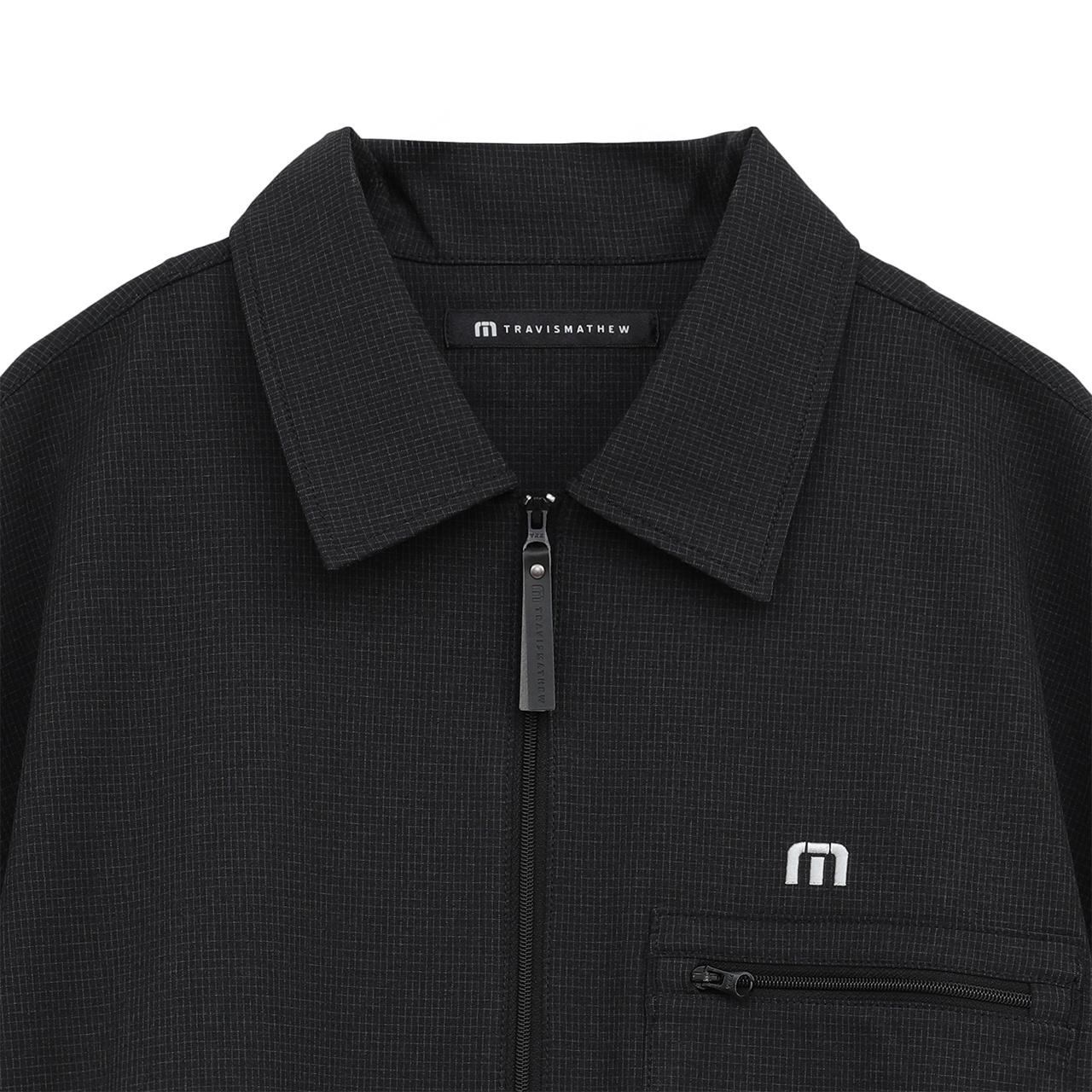 半袖チェック柄 クォータージップ ジャケット(MENS)