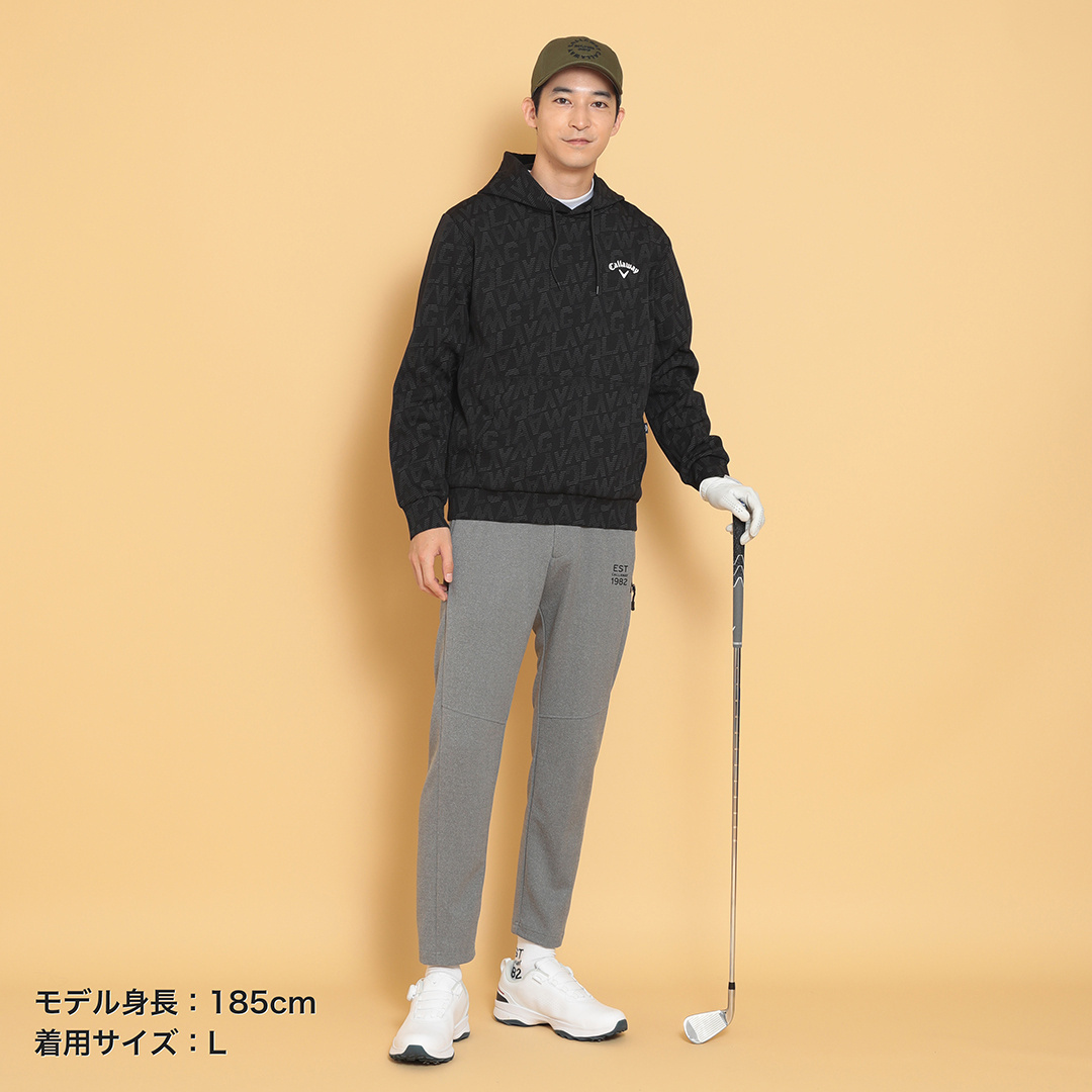 ロゴプリントハーフゲージスウェットパーカー (MENS)