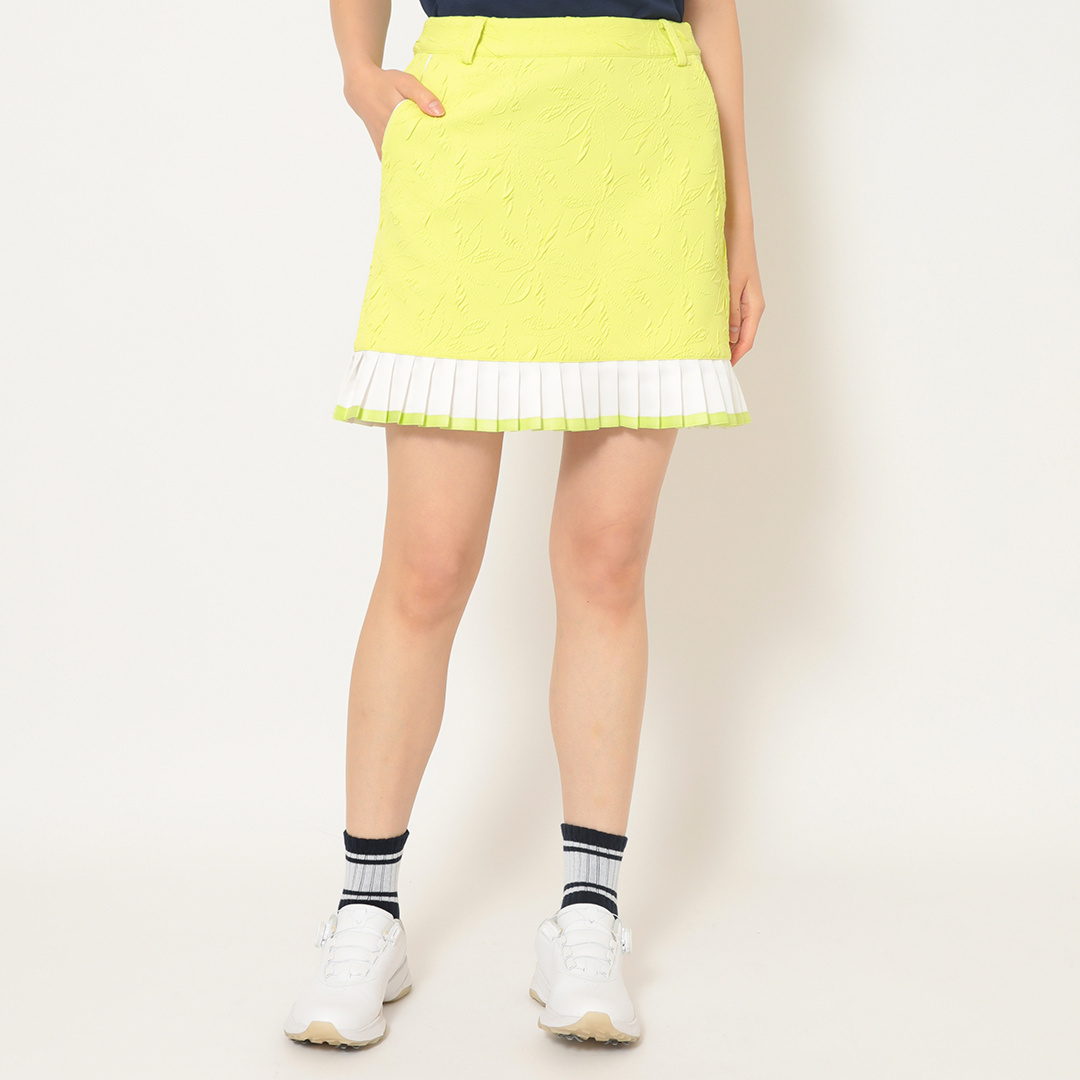 フラワージャカード裾プリーツスカート (WOMENS)