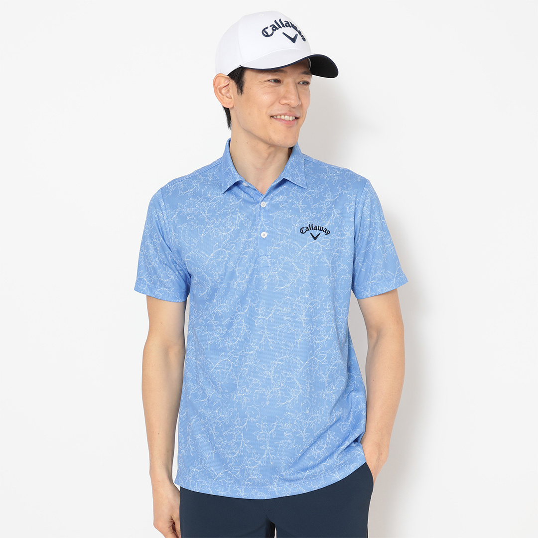 ハニカムメッシュ花柄半袖シャツ (MENS)
