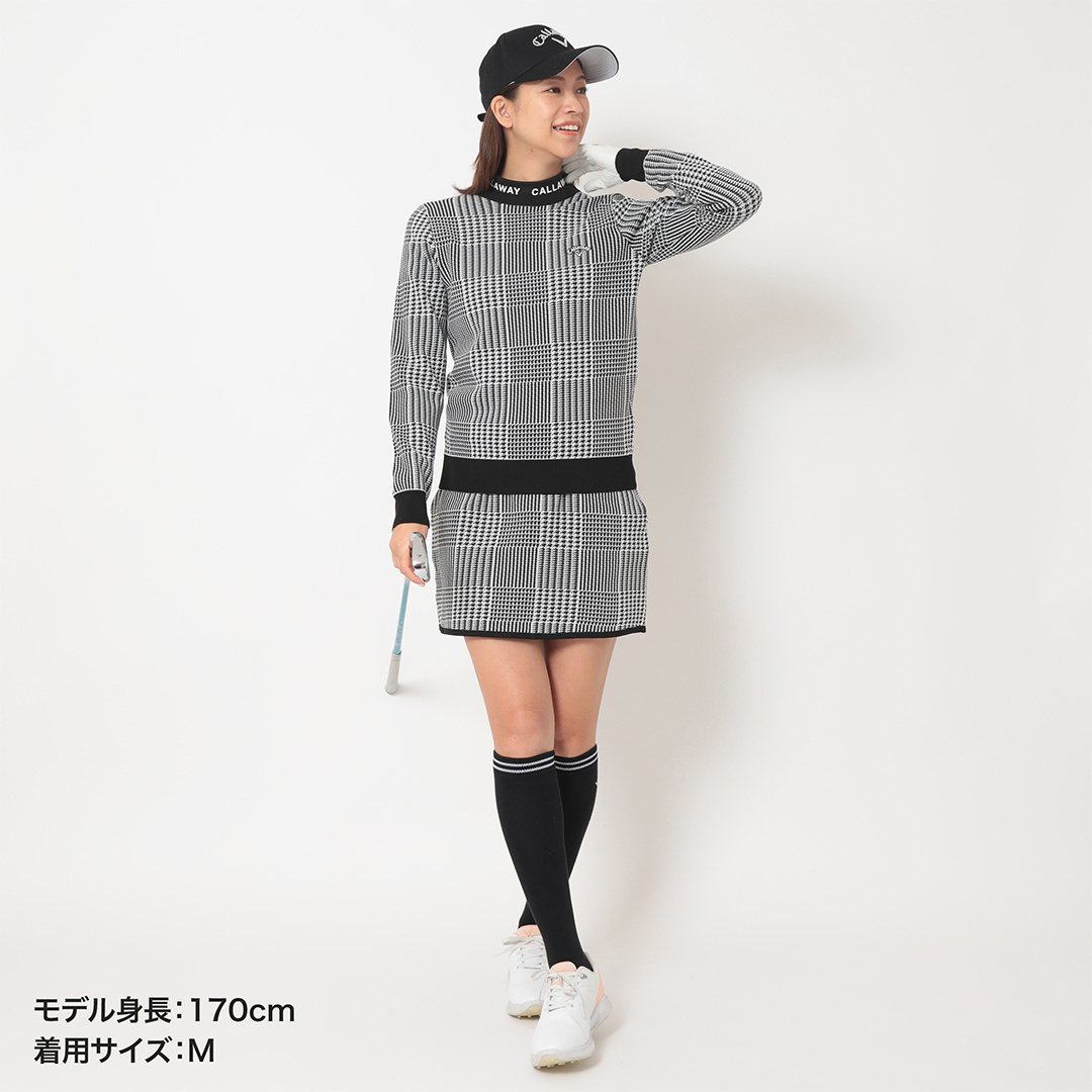 ポリエステルジャガードチェック柄ニット (WOMENS)