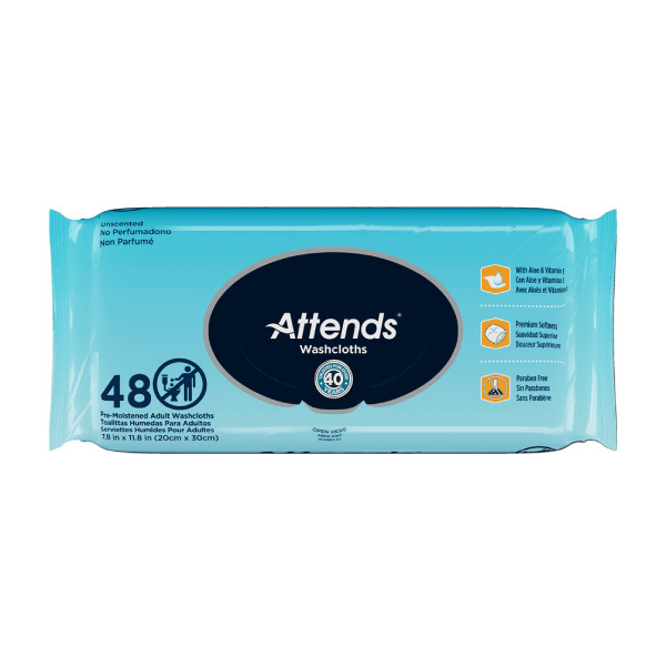 Attends Washcloths, Unscented - 6/case (ATUWC6) photo