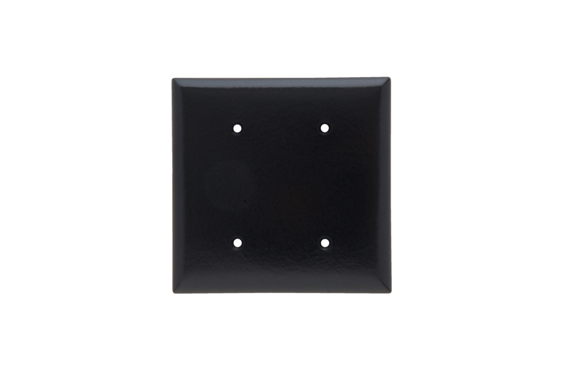Blank Plates, Strap Mounted, Two Gang, Black