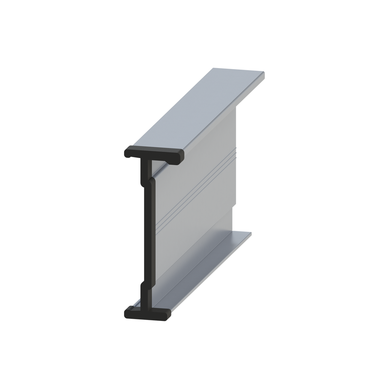 Black rubber Itray End Cap installed on the end of an aluminum iTray ladder tray side rail, providing a clean, finished edge and enhanced protection.