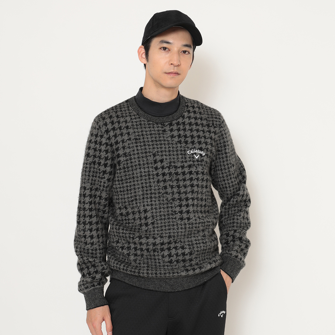 千鳥ジャカードクルーネックニット ※4Lサイズあり (MENS)