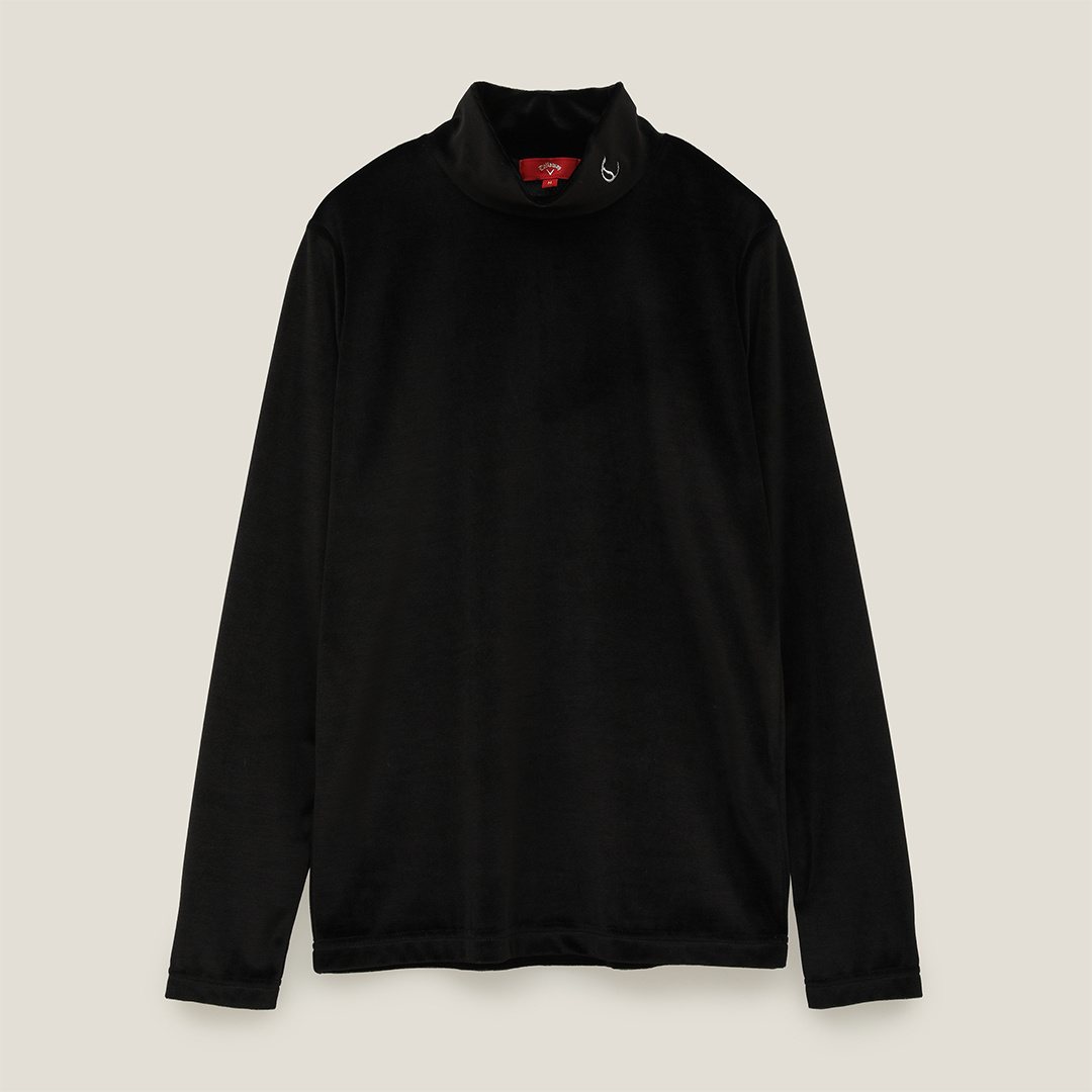 ヒールクリーク　ベロア　ワンピース　サイズ40 ブラック　モックネック　長袖 トリアセテートベロア長袖モックネックシャツ (WOMENS)