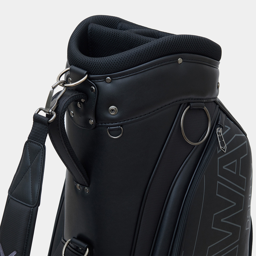 黒い合成皮革ゴルフバッグ パンチング合皮スタンド式キャディバッグ (MENS)