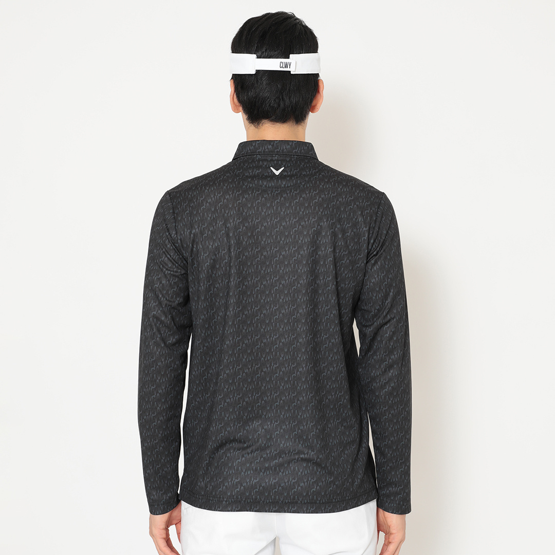 ポリエステルピケ幾何学柄半袖シャツ (MENS)