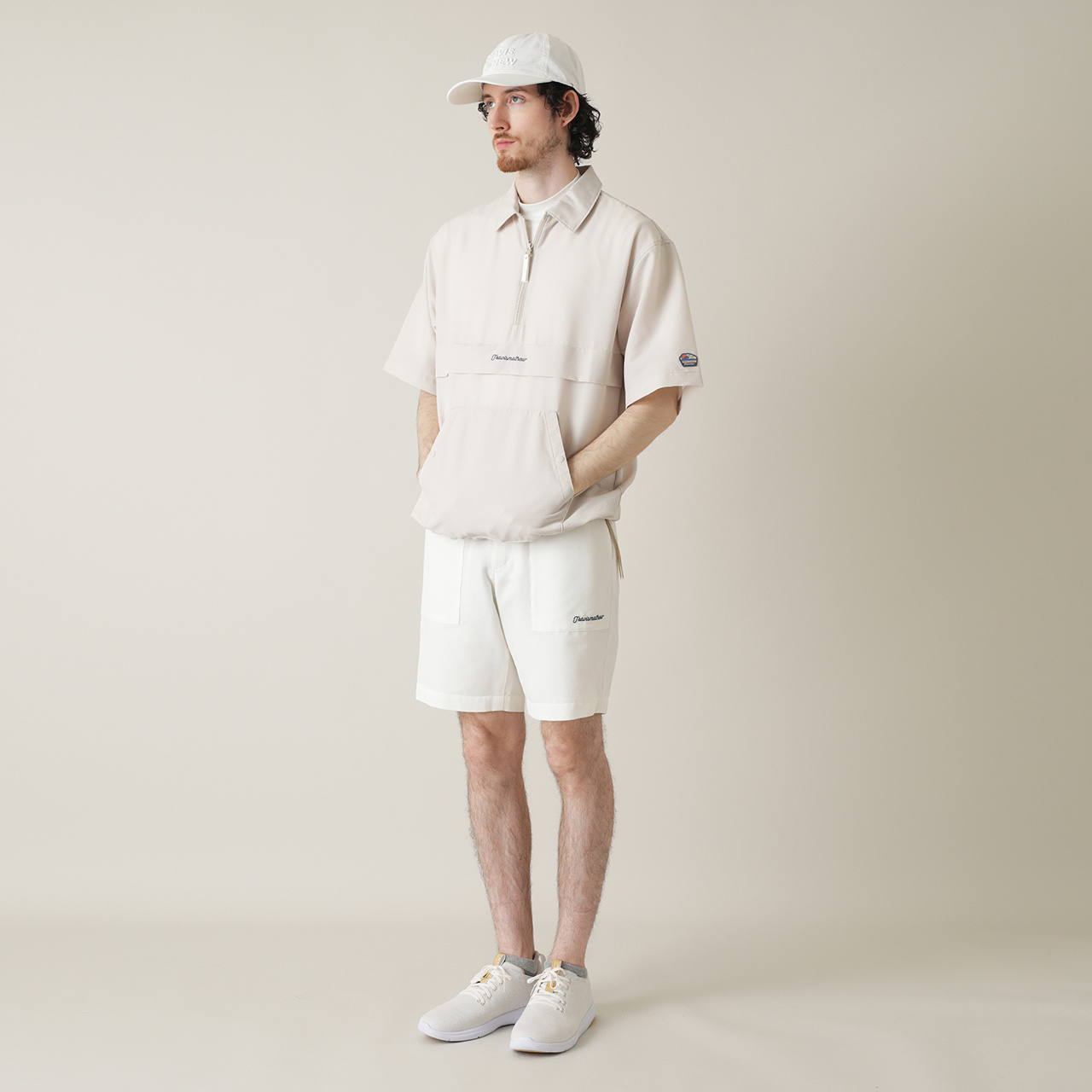 シアサッカー 半袖クオータージップ ジャケット(MENS)