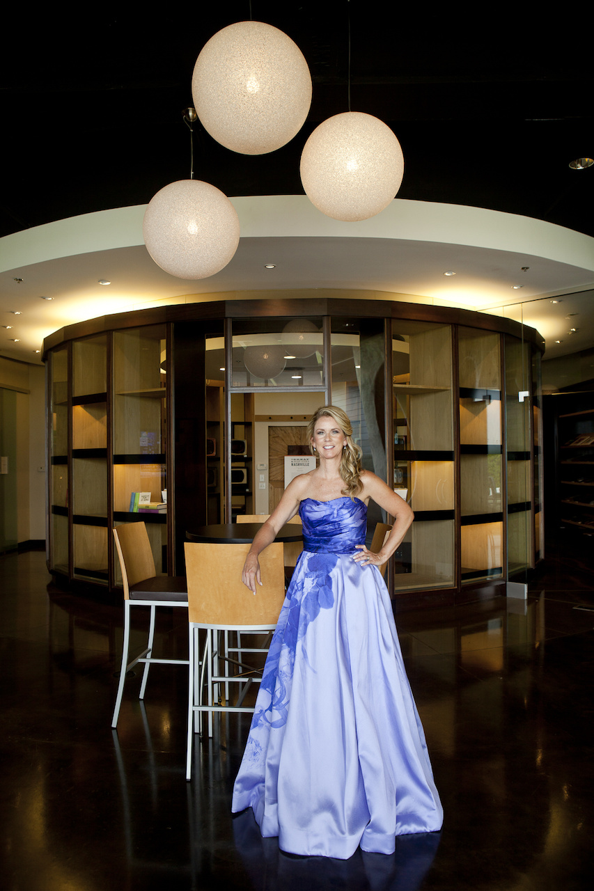 Arnita Ozgener for StyleBlueprint, wearing a $998 dress found at The French Shoppe.