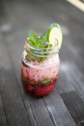 Muddled blackberries and fresh mint are a summer-y combination in the Blackberry Gin Joint. Muddled blackberries and fresh mint are a summer-y combination in the Blackberry Gin Joint.