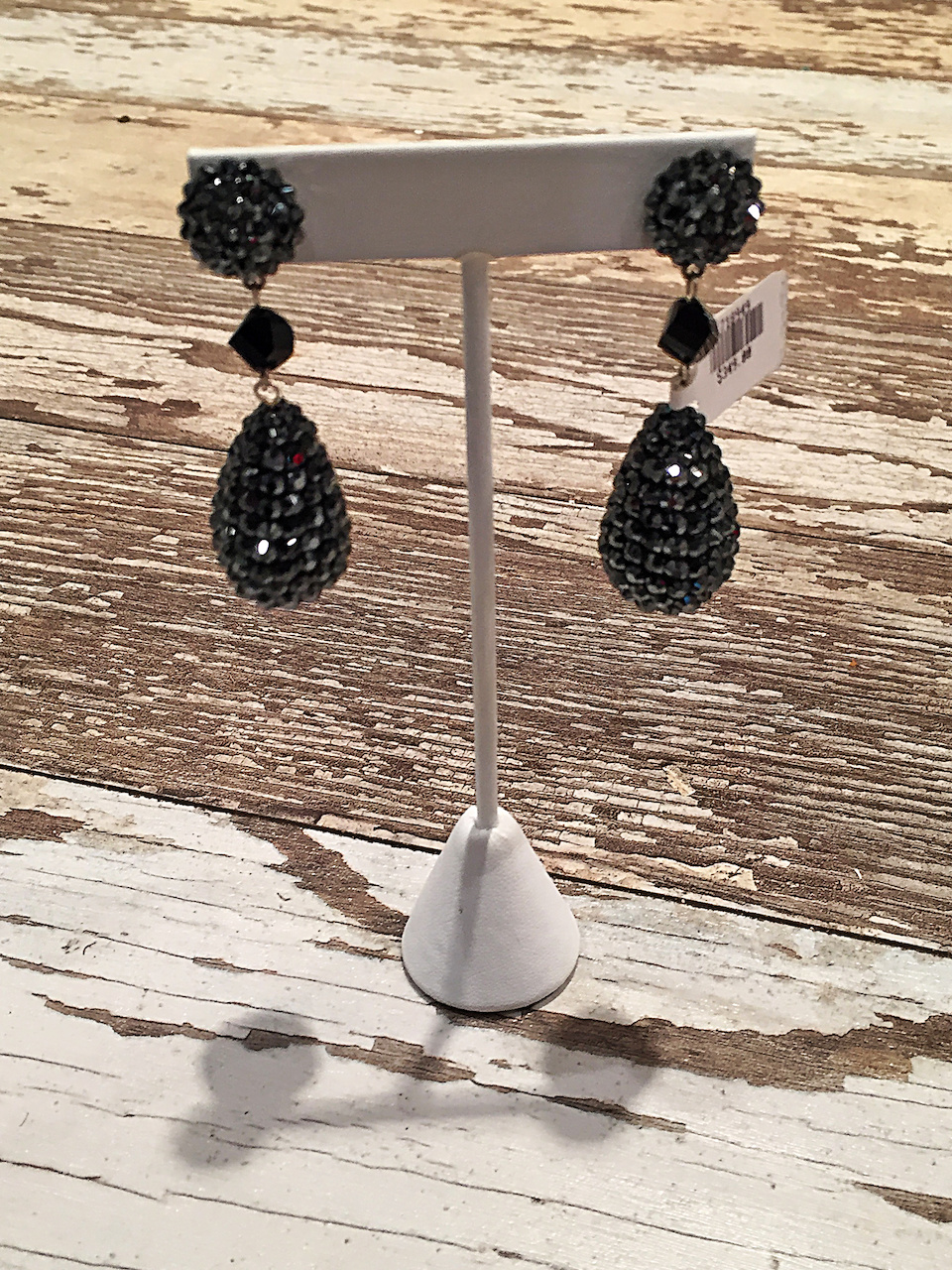 From The Clothes Tree: black teardrop pave earrings, $349 From The Clothes Tree: black teardrop pave earrings, $349