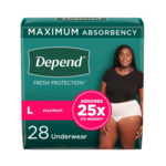 Depend Maximum Underwear for Women, Large - 56/case