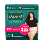 Depend Maximum Underwear for Women, XX-Large - 44/case