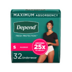 Depend Maximum Underwear for Women, Small - 64/Case