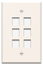 1-Gang, 6-Port Oversized Wall Plate, Light Almond