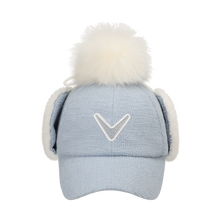 트위드 폼폼 이어워머 여성 볼캡