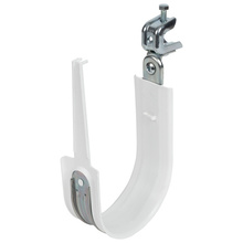 4'' White Plastic Coated J-Hook w/ Latch & 90Â° Angle Clip Press-on Beam Clip 1/2'' Box of 25 [F000705]