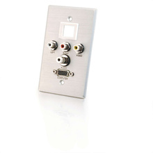 Brushed Aluminum C2G 40572 VGA and 3.5mm Audio Pass Through Single Gang Wall Plate with One Keystone Brushed Aluminum C2G 40572 VGA and 3.5mm Audio Pass Through Single Gang Wall Plate with One Keystone