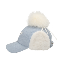 트위드 폼폼 이어워머 여성 볼캡