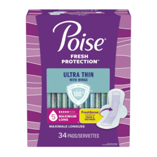 Poise Ultra Thin Pad w/Wings, Maximum Long