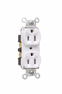 Hard Use Spec Grade Receptacle, Back & Side Wire, 15A, 125V, White