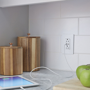 White ultra fast charging USB outlet