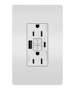 radiant Collection GFCI USB Type A/C Outlet in White radiant Collection GFCI USB Type A/C Outlet in White