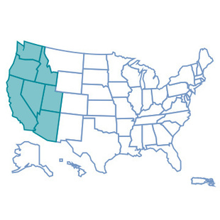 Map of West Coast states.
