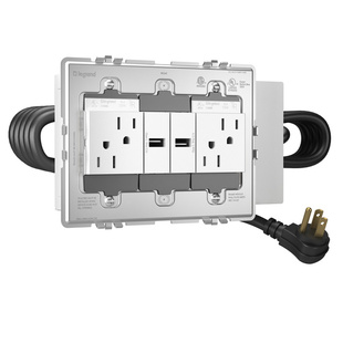 ADORNE FPC 3-GANG 2 O/L, 2USB, WHT