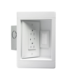 Single-Gang Recessed TV Box with Metal Electrical Box, White