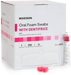 Oral Foam Swabsticks with Dentrifice