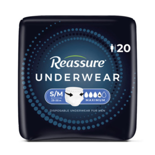Reassure Maximum Underwear for Men, Small/Medium - 20/bag