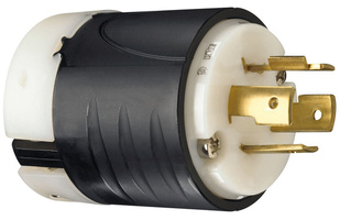 20 Amp NEMA Plug L1420 - Black Back, White Front Body