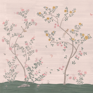 Promenade in Antique Bloom on Star Dusk Silk | Phillip Jeffries