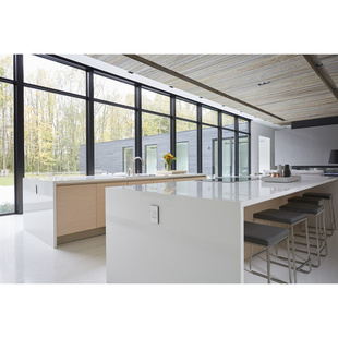 adorne Collection mirror white wall plate installed in kitchen island