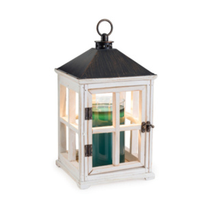 Wooden Candle Warmer Lantern, White