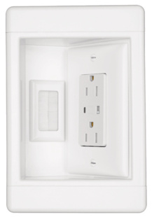 Single-Gang Recessed TV Box w/ Surge Protective & Low-Voltage Kit, White Single-Gang Recessed TV Box w/ Surge Protective & Low-Voltage Kit, White